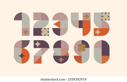 A set of creative and colorful number logo typography designs 1 to 10, abstract illustrations, modern geometric style. For anniversaries, New Year celebrations, winner announcements, milestone events