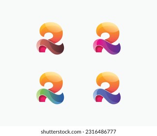 Set kreativer bunter Nummer zwei Logo