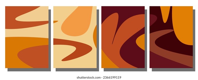 Set von kreativem Konzept abstrakter Herbsthintergrund. Dynamisches Wavy Cover Design. Template-Banner für die Herbstsaison