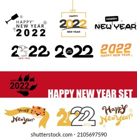 Diseño de concepto creativo de Feliz Año Nuevo. Moderna y minimalista para marca, portada, tarjeta, banner. Para celebración y decoración de temporada. Estilo de caricatura. Diseño plano. Todos los elementos están aislados.