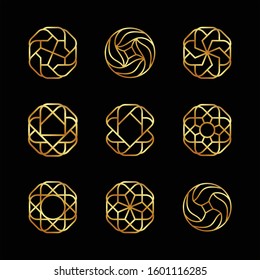 set creative concept design logo elegant luxury ornament Vector Premium