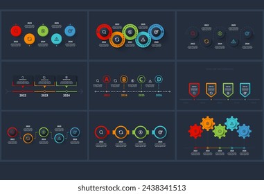 Set creative concept for infographic with 3, 4, 5 steps, parts or processes. Template for web on a background.