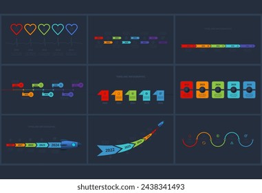Set creative concept for infographic with 5, 7, 8 steps, parts or processes. Template for web on a background.