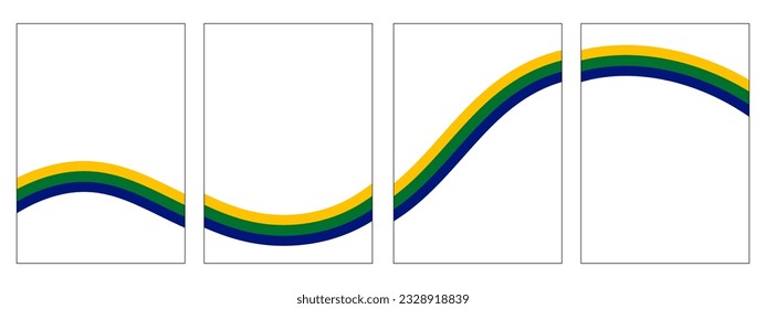 Set of creative concept minmalist background brazil theme. Dynamic wave brazil colors. Trendy vector illustration