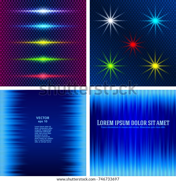 Set Creative concept Vector set of glow light effect\
sparkles isolated on dark blue background mosaic. For illustration\
template art design, banner for Christmas celebrate, magic energy\
ray. EPS 10