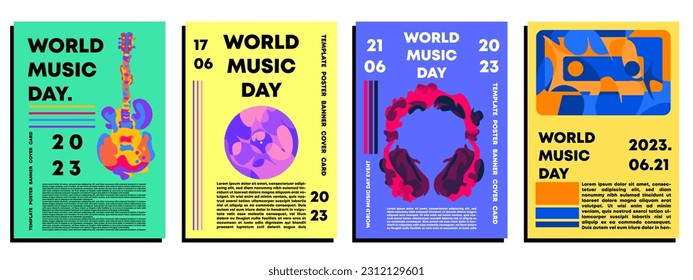 Set of creative concept world music day poster. Editable. Vector illustration