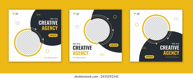 Set of creative corporate social media post design, editable business template for digital marketing