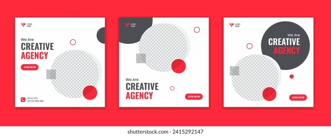 Set of creative corporate social media post design, editable business template for digital marketing