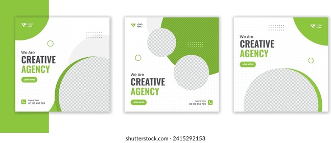 Set of creative corporate social media post design, editable business template for digital marketing