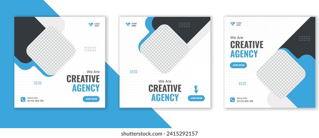 Set of creative corporate social media post design, editable business template for digital marketing
