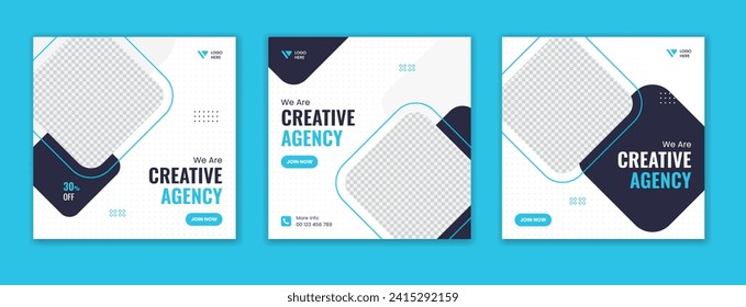 Set of creative corporate social media post design, editable business template for digital marketing