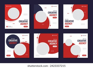 Set of Creative corporate Social media post template, square shape business carousel design bundle for digital marketing, entrepreneur, office work