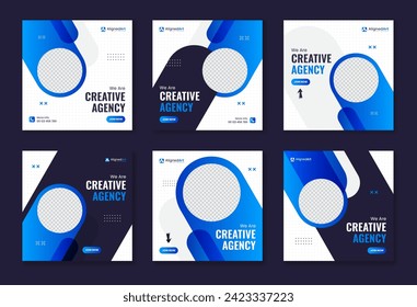 Set of Creative corporate Social media post template, square shape business carousel design bundle for digital marketing, entrepreneur, office work