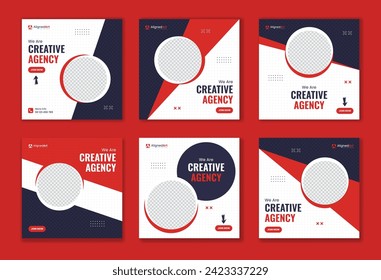 Set of Creative corporate Social media post template, square shape business carousel design bundle for digital marketing, entrepreneur, office work