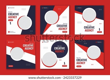 Set of Creative corporate Social media post template, square shape business carousel design bundle for digital marketing, entrepreneur, office work