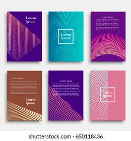 Set of creative cover design with geometric line shapes.Minimal style. Vector template for banners, flyers,  cards, posters