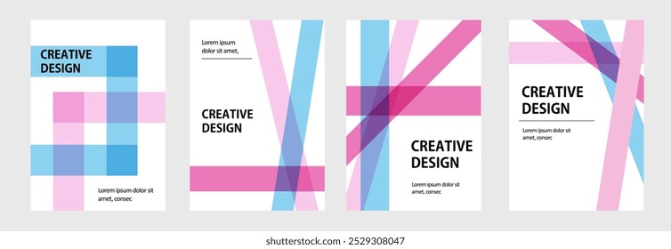 set Creative cover template design, with geometric design modern minimal style  trendy Bauhaus pattern backgrounds   for cover design, poster, banner ,flyer and interior.