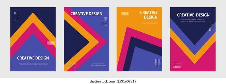 set Creative cover template design, with geometric design modern minimal style trendy Bauhaus pattern backgrounds for cover design, poster, banner ,flyer and interior.