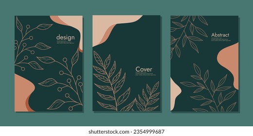 Set of creative cover templates with abstract and floral elements. For poster, greeting and business card, invitation, notebook, books, brochure, email header, advertising, events and page cover.