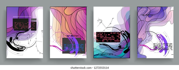 Set of creative covers, brochure, flyer template design with abstract background