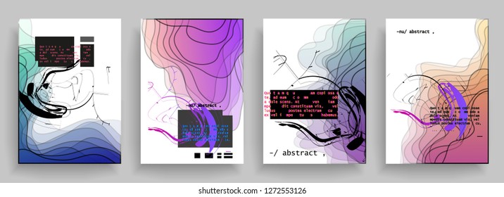 Set of creative covers, brochure, flyer template design with abstract background