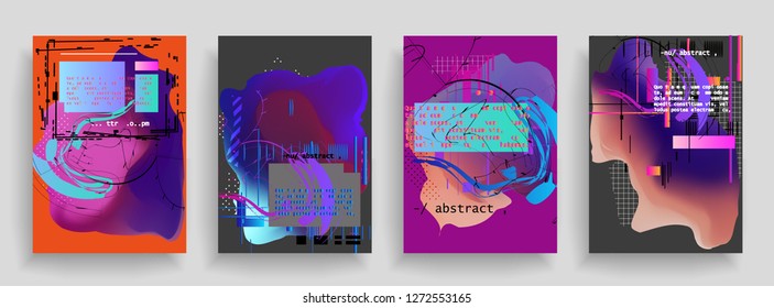 Set of creative covers, brochure, flyer template design with abstract background