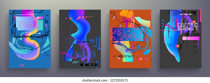 Set of creative covers, brochure, flyer template design with abstract background