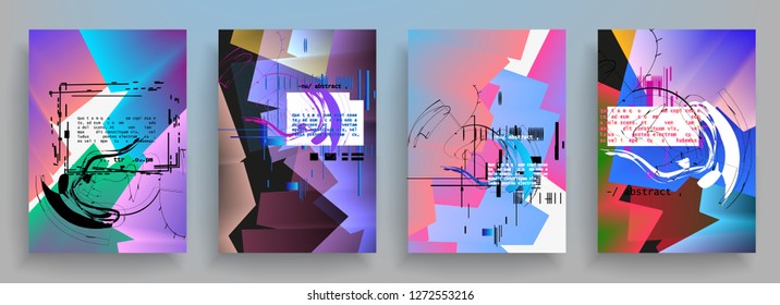 Set of creative covers, brochure, flyer template design with abstract background
