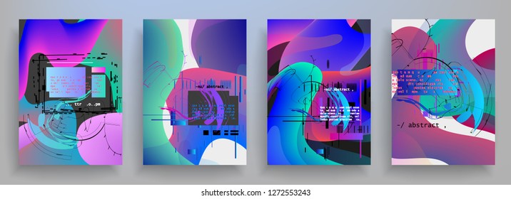 Set of creative covers, brochure, flyer template design with abstract background