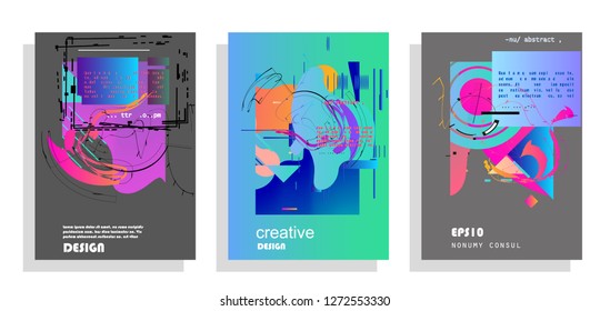 Set of creative covers, brochure, flyer template design with abstract background