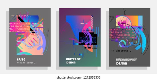 Set of creative covers, brochure, flyer template design with abstract background