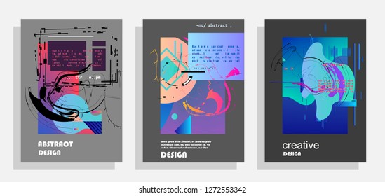 Set of creative covers, brochure, flyer template design with abstract background