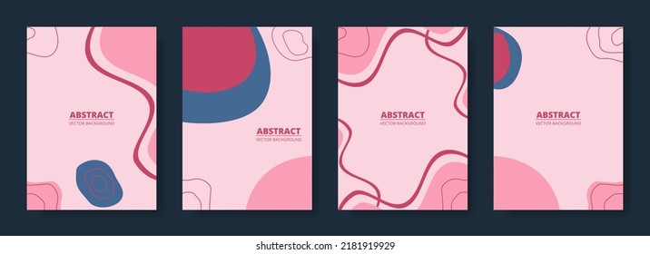 Cuadros creativos de diseño moderno. Afiches, folletos, publicidad en medios sociales o colección de diseños de portada en tamaño A4. Conjunto de fondos abstractos verticales. Diseño minimalista y moderno.