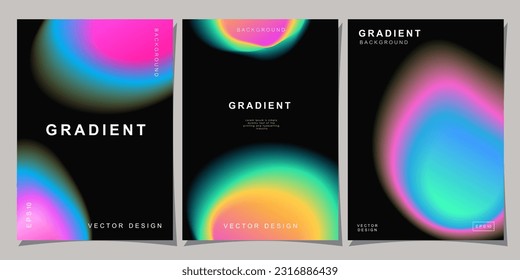 Set of creative covers or posters concept in modern minimal style for corporate identity, branding, social media advertising, promo. Minimalist cover design template with dynamic fluid gradient.