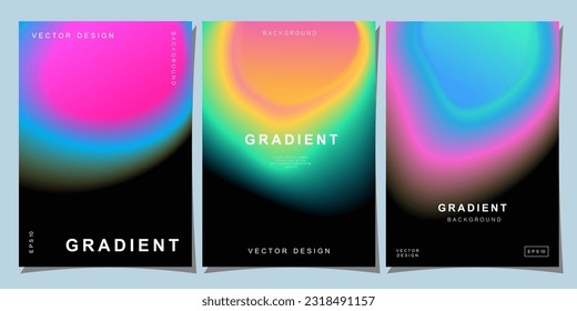 Set of creative covers or posters concept in modern minimal style for corporate identity, branding, social media advertising, promo. Minimalist cover design template with dynamic fluid gradient.