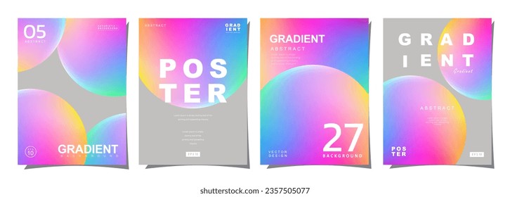 Set of creative covers or posters concept in modern minimal style for corporate identity, branding, social media advertising, promo. Circle design template with dynamic fluid gradient.