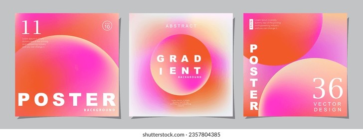 Set von kreativen Cover oder Poster-Konzept in modernem minimalem Stil für Corporate Identity, Branding, Social Media-Werbung, Promo. Circle Design Vorlage mit dynamischem Flüssigkeitsverlauf.