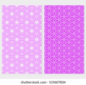set of creative cube pattern. optical illusion. Seamless geometry design. green, purple color. Vector illustration.