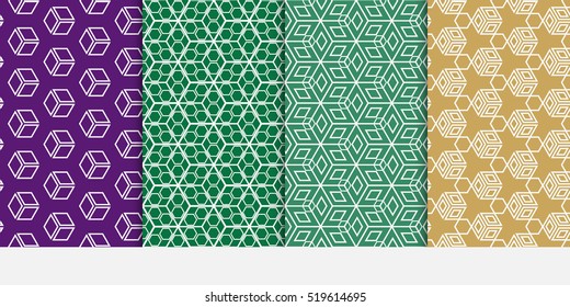 set of creative cube pattern. seamless. optical illusion. vector illustration. modern color.