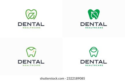 Set von Creative Dentalklinik Logo Vektor. Symbol für Zahnheilkunde mit modernem Design.
