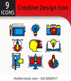 Set of creative design color linear icon.