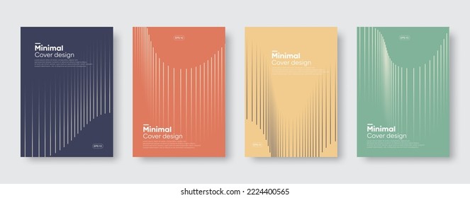 Conjunto de plantillas de diseño creativas. Cobertura mínima con líneas onduladas para carteles, pancartas, folletos, folletos y diseños de páginas. Vector, 2022-2023