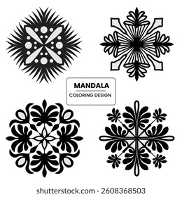Set Creative Drawing Geometric Coloring Mandala Image