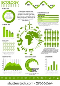 Set of creative ecological template layout with various creative statistical elements. 