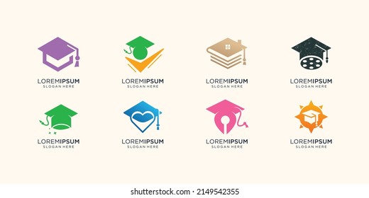 set of creative education logo template. toga, people, success, collection collage , inspiration.