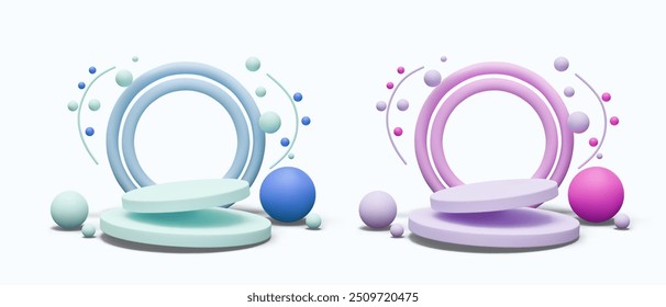 Set of creative empty platforms of different colors. Vector templates