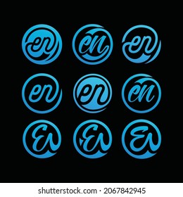 Set of creative EN monogram letter logo design templates. Logos can be used to build a company.
