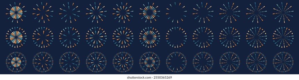 Conjunto de criativos fogos de artifício projetam vetores, ornamento fogos de artifício vetor de design colorido.