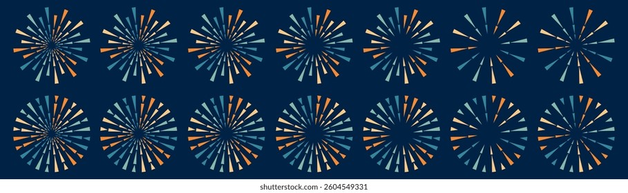 Set of creative fireworks explosion design vectors, ornament fireworks colorful design vector.