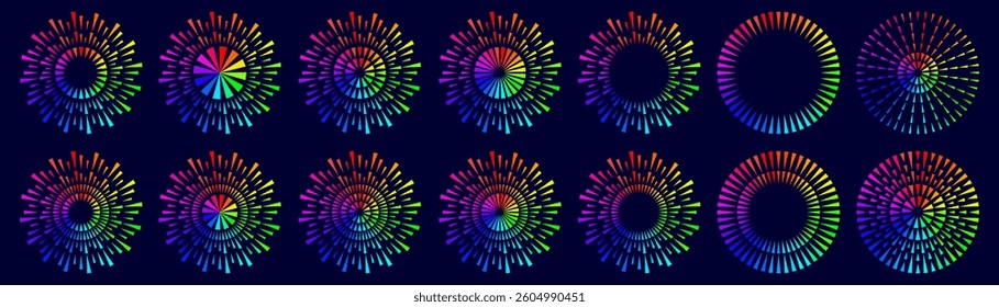 Set of creative fireworks explosion design vectors, ornament fireworks colorful design vector.